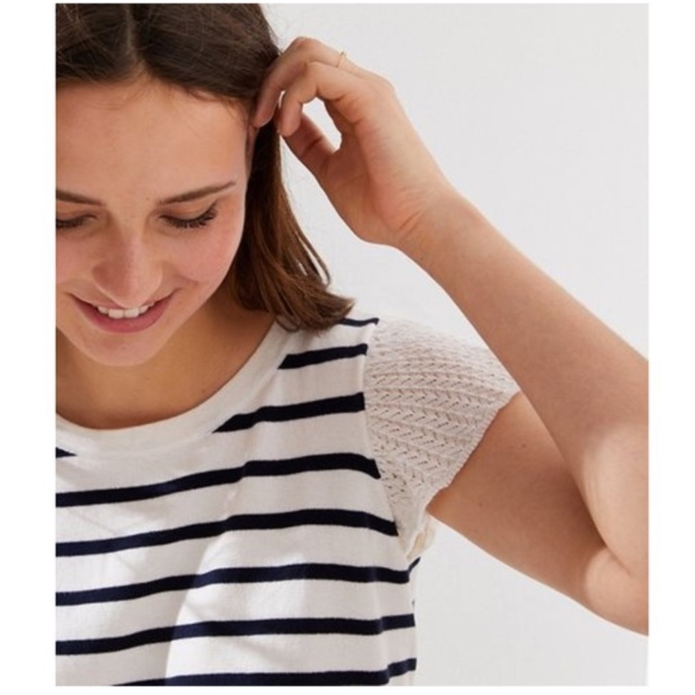 LOFT cap sleeve striped sweater XS